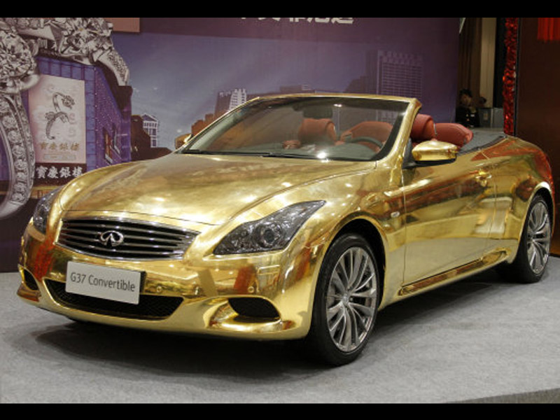 Hot Car Pictures Gallery: Infiniti G37 Sports Car Gold Plate Photo