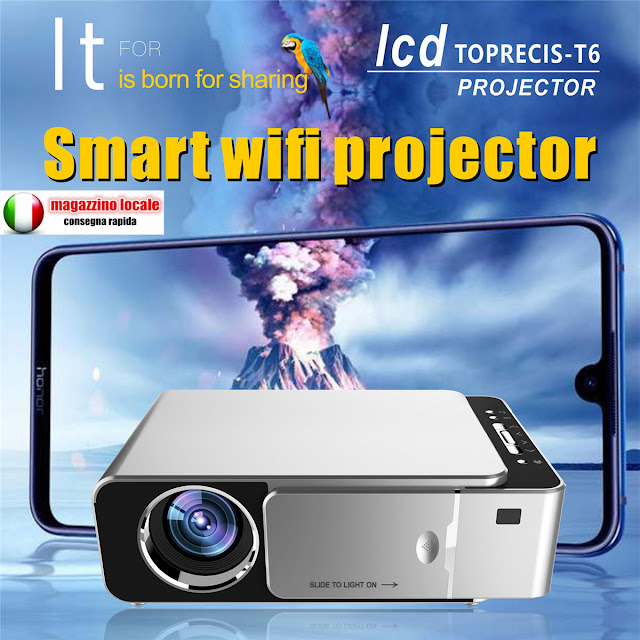  Wireless LED 720P 3D Projector Portable HD Mobile Phone Home Theater HDMI  USB  SD T6 Mobile Phone With Screen Version