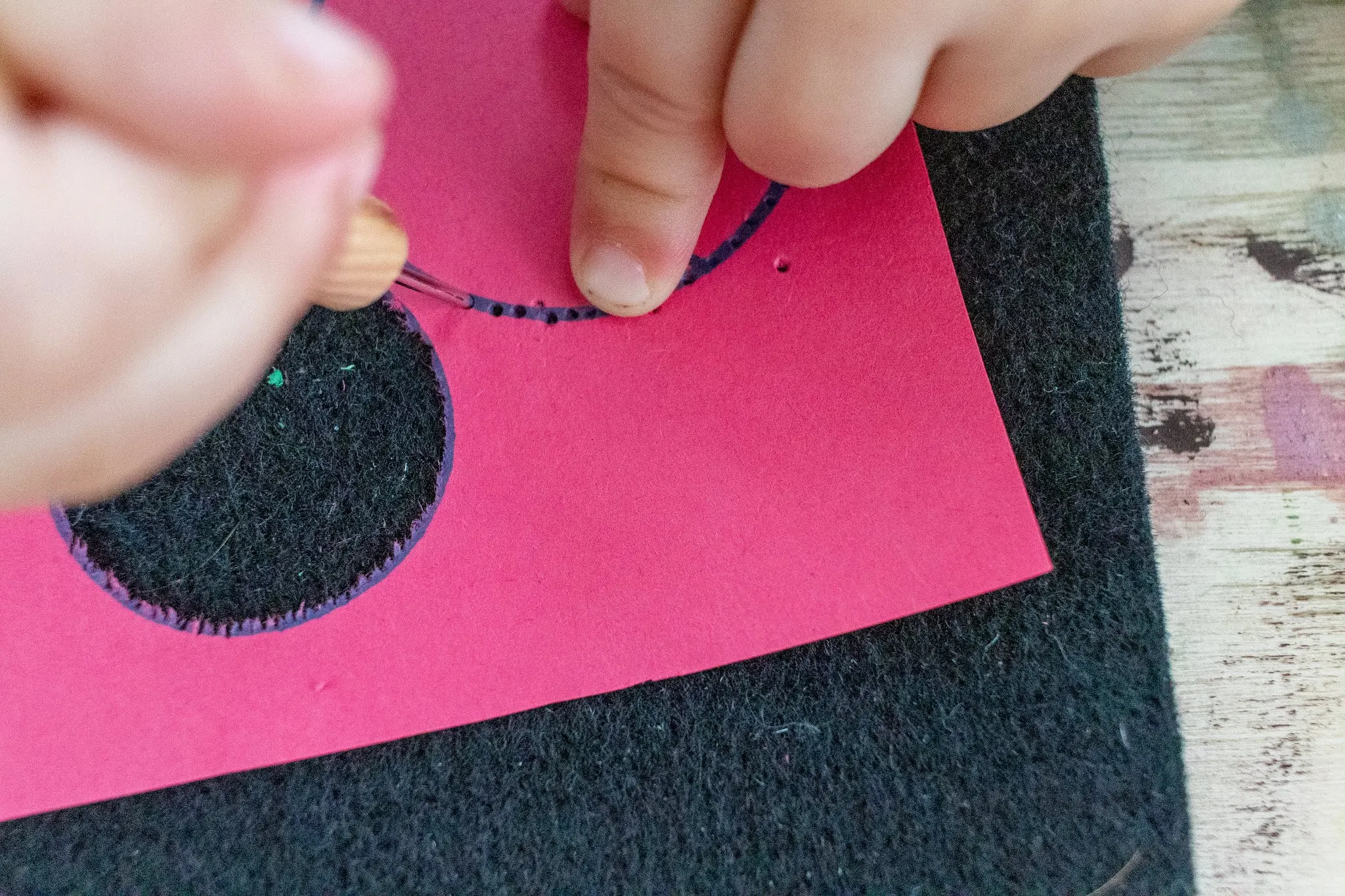 A look a Montessori pin punching work, a fun pre-writing activity for preschoolers