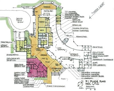 Draft floor plan for the new building