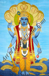 Vishnu as Mayamoha, the teacher who deluded demons into giving up the Vedas Pahari painting 