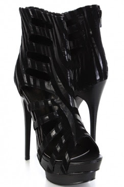 Black Black Zebra Faux Leather Cut Out Platform Ankle Booties