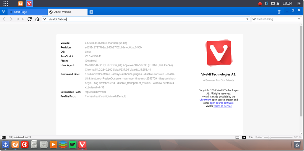 vivaldi 1.5 on manjaro