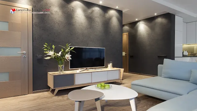 dekorasi ruang keluarga dengan perabotan rrgonomis dan modern