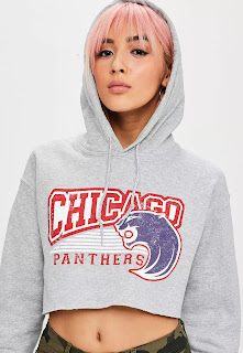 Missguided Chicago Graphic Cropped Hoodie