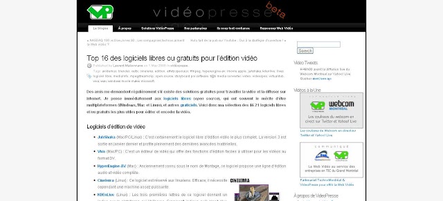 Le site du jour : Top 21 des logiciels libres ou gratuits pour l’édition vidéo