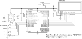 Real time clock with alarm using PIC18F4550 and DS1307 circuit
