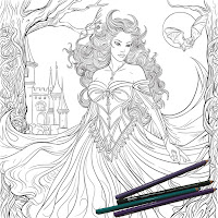 Medieval Vampire Noblewoman Colouring Page