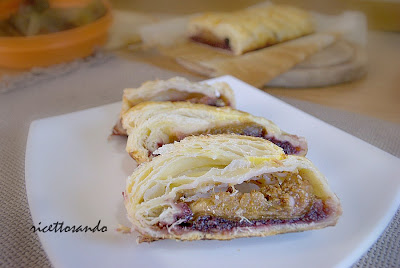 Treccia di sfoglia con fichi e marmellata d'uva