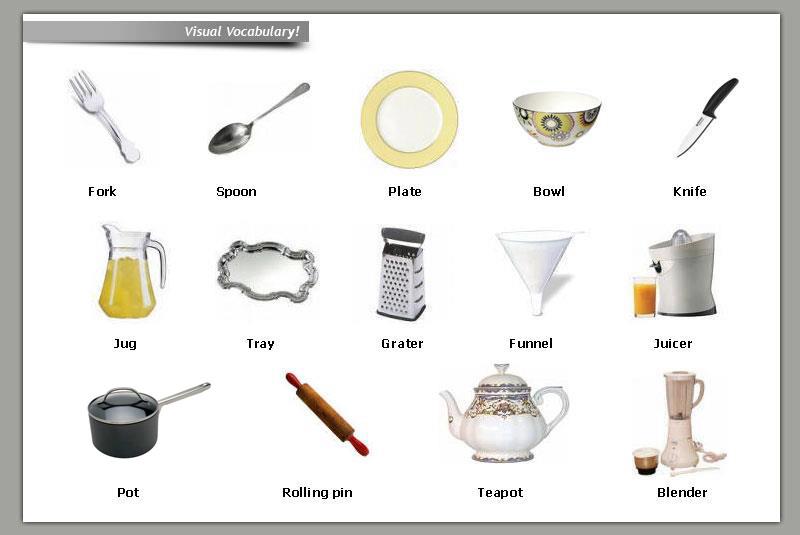 English Department SESERI Visual Vocabulary Kitchen Utensils