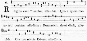 Regina Caeli: partitura, gregoriano simples.   Em Latim