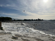 Pamukkale - a view showing the top observation point and the crowd of people