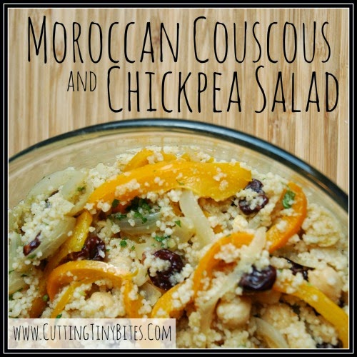 Moroccan Couscous and Chickpea Salad.  Healthy vegetarian side or lunch salad.  