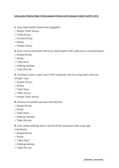 Contoh Soalan SPA Penolong Pengawai Penguatkuasa KP29 (JPJ) 2019