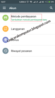 pilih menu metode pembayaran