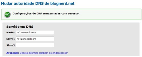 Configurações aplicadas