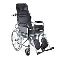 Folding Reclining Commode Wheelchair