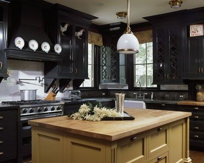 Black Kitchen Cabinets With Stainless Steel Appliances: Black ...