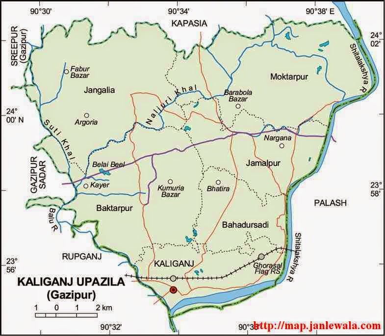 kaliganj (gazipur) upazila map of bangladesh
