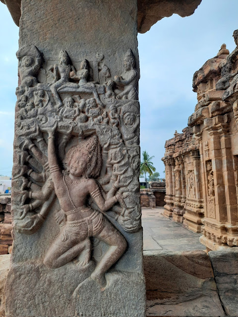 Ravana Lifts Mount Kailasa depicted in Virupaksha temple Pattadakal Karnataka