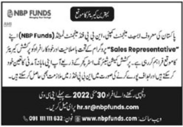 Latest NBP Fund Management Limited Sales Posts Peshawar 2022