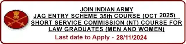 Indian Army 35 JAG Law Vacancy Recruitment Oct-2025 Entry