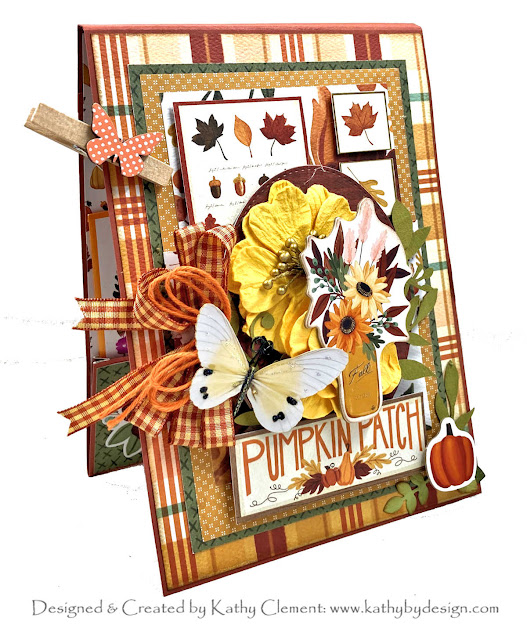 Carta Bella, Welcome Fall, Really Reasonable Ribbon, Copper and Cream Ribbon, Pumpkin Bakers Twine, Kathy Clement, Kathy by Design
