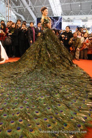 Peacock Feathers Wedding Dress
