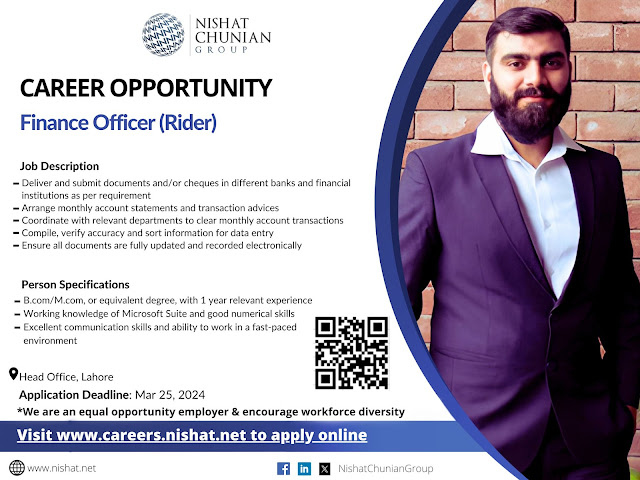 Nishat Chunian Group Latest Jobs in Lahore Finance Officer 2024