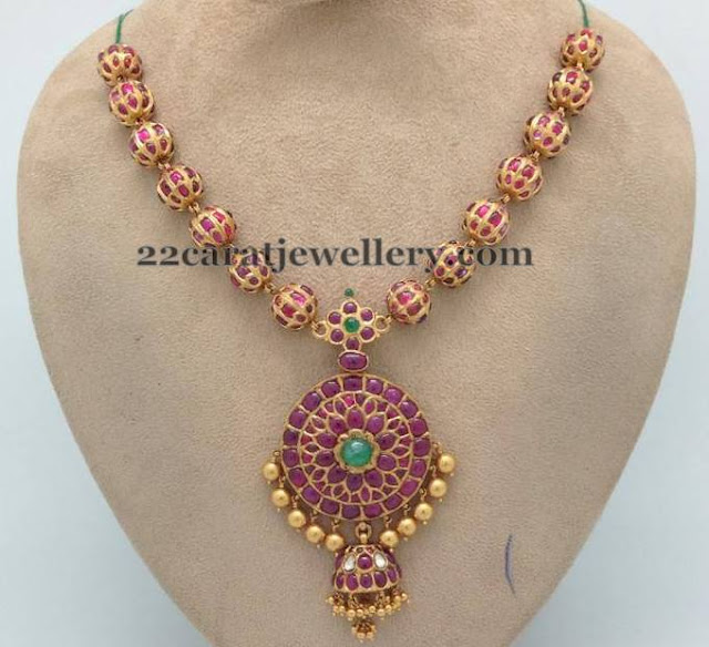 Spinel Rubies Set with Jhumka Locket