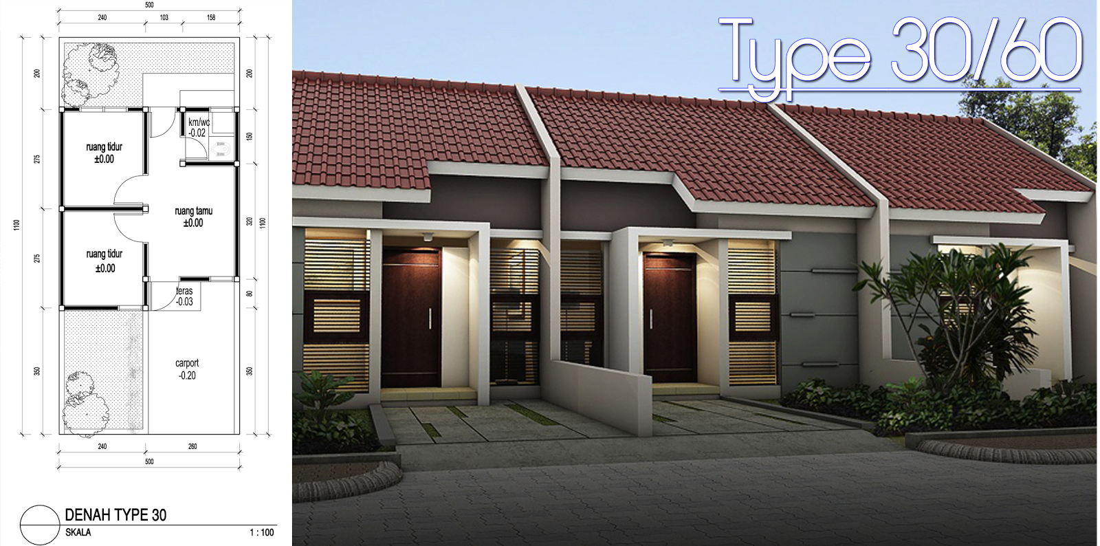 Desain Exterior Rumah Type 30 60 Dekorhom