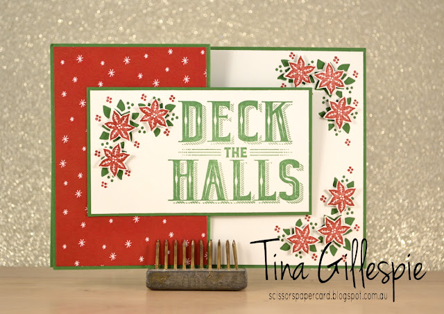 Stampin' Up!, scissorspapercard, Carols Of Christmas, Card Front Builder Thinlits, Be Merry DSP