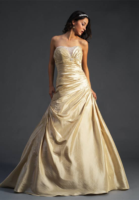 Matte gold wedding dresses are certainly majestic