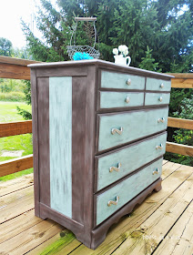 Blue and Brown Dresser Makeover from Denise on a Whim