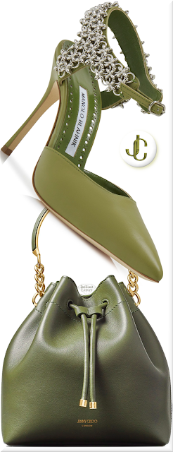 ♦Manolo Blahnik  green pumps & Jimmy Choo green seaweed Bon Bon bag #manoloblahnik #jimmychoo #shoes #bags #green #brilliantluxury