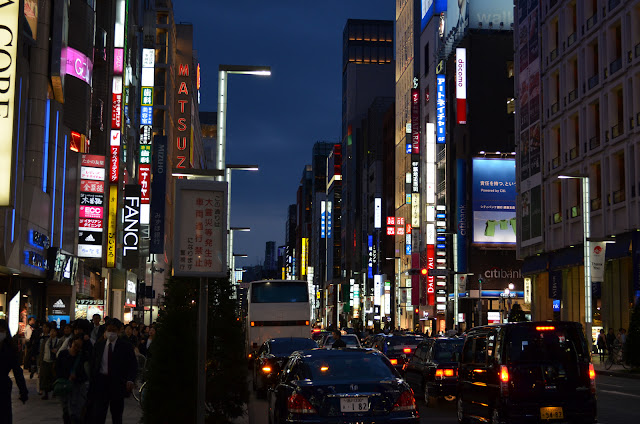 Ginza glittering in night