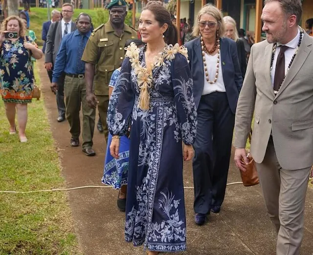 Crown Princess Mary wore an Aliane long wrap dress by Zimmermann. Gianvito Rossi Asia Tan leather sandal