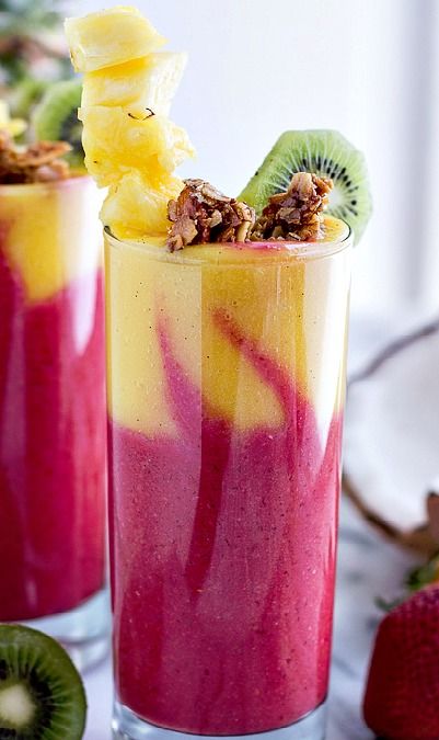 tropical fruit breakfast smoothie.