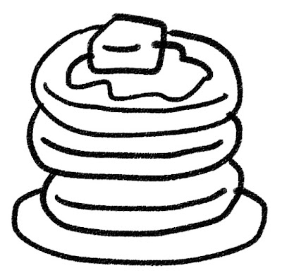 ホットケーキ・パンケーキのイラスト（お菓子） モノクロ線画