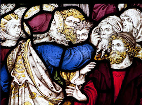Jonas prega e converte Nínive, vitral da capela de All Souls' College, Oxford
