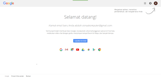 Tampilan akhir saat pendaftaran gmail