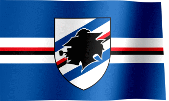 The waving fan flag of U.C. Sampdoria with the logo (Animated GIF)