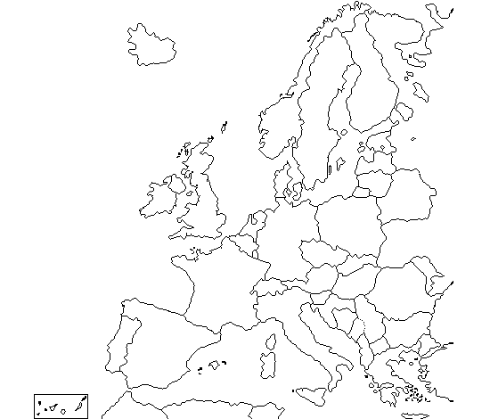 mapa de europa. mapa de europa para colorear