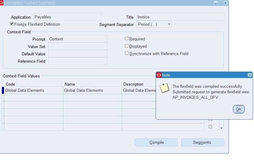 How to Compile dff in oracle apps