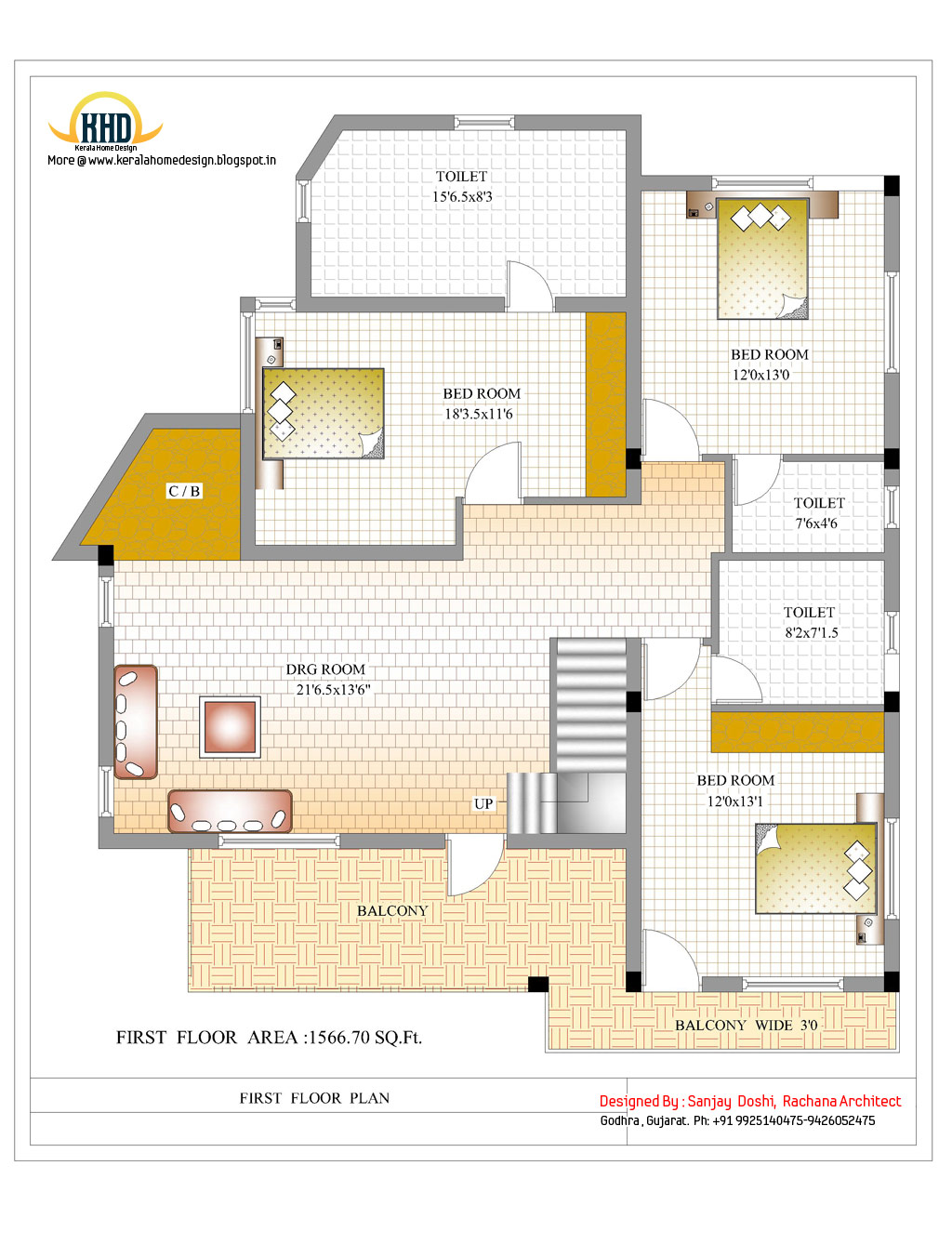 3 Story House Plan and Elevation 3521 Sq Ft Kerala 