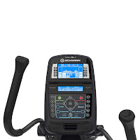 Schwinn 470 console with blue backlit LCD display & Bluetooth connectivity, image