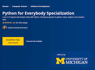 Python for Everybody from University of Michigan Review- Best Python Course on Coursera