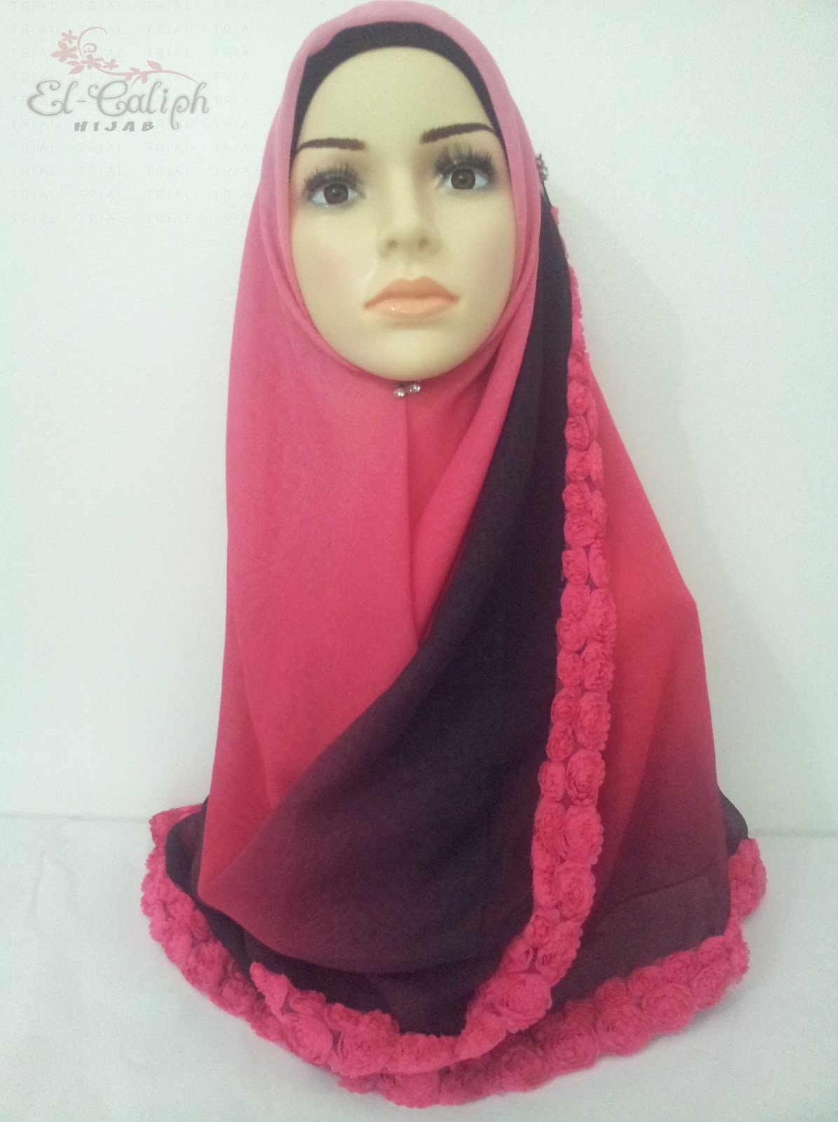 Hijabista Tudung Labuh: Bawal 3 tone 60 inch roses double 