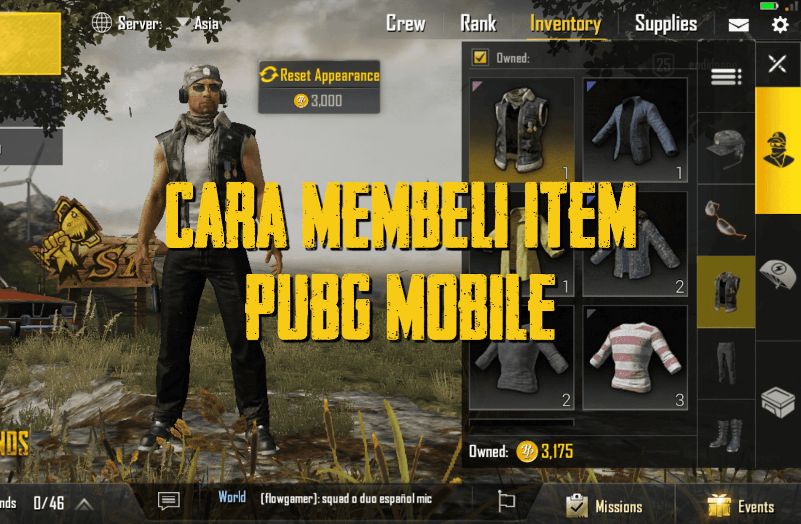 Cara Membeli Baju Celana Dan Item Lainnya Di PUBG Mobile Game