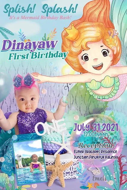 Mermaid Birthday Invitation template